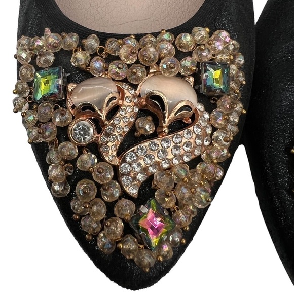 Tao Yi Mei Black Gem Embellished Slip On Ballet Flats Size 40 Women’s - Picture 10 of 11